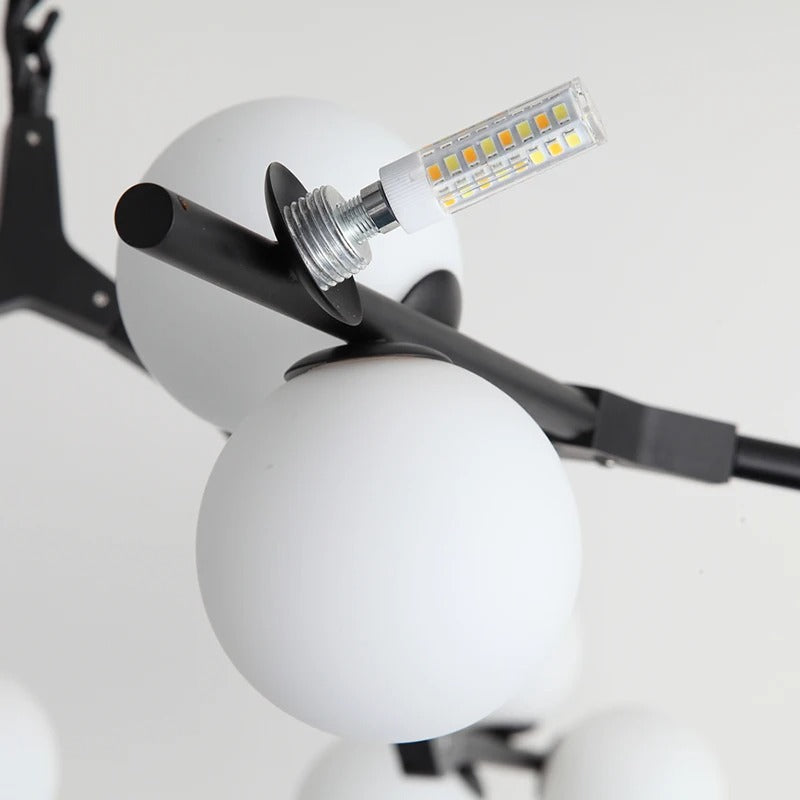 Solla Chandelier – Scandinavian LED Pendant Light with Frosted Glass Shades | Golden or Black Finish