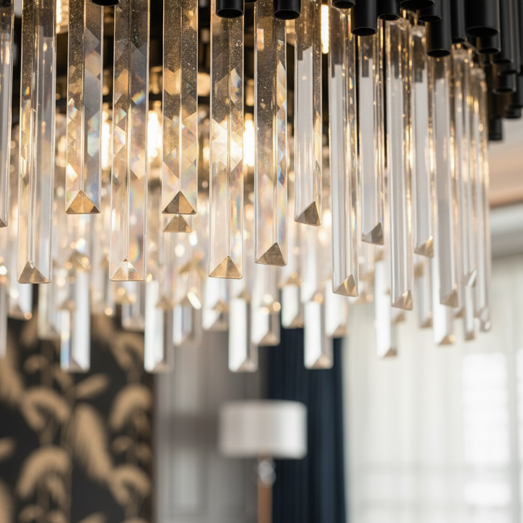 Majestic Chandelier – Luxury Crystal LED Pendant Light | Black Metal Frame & K9 Crystals