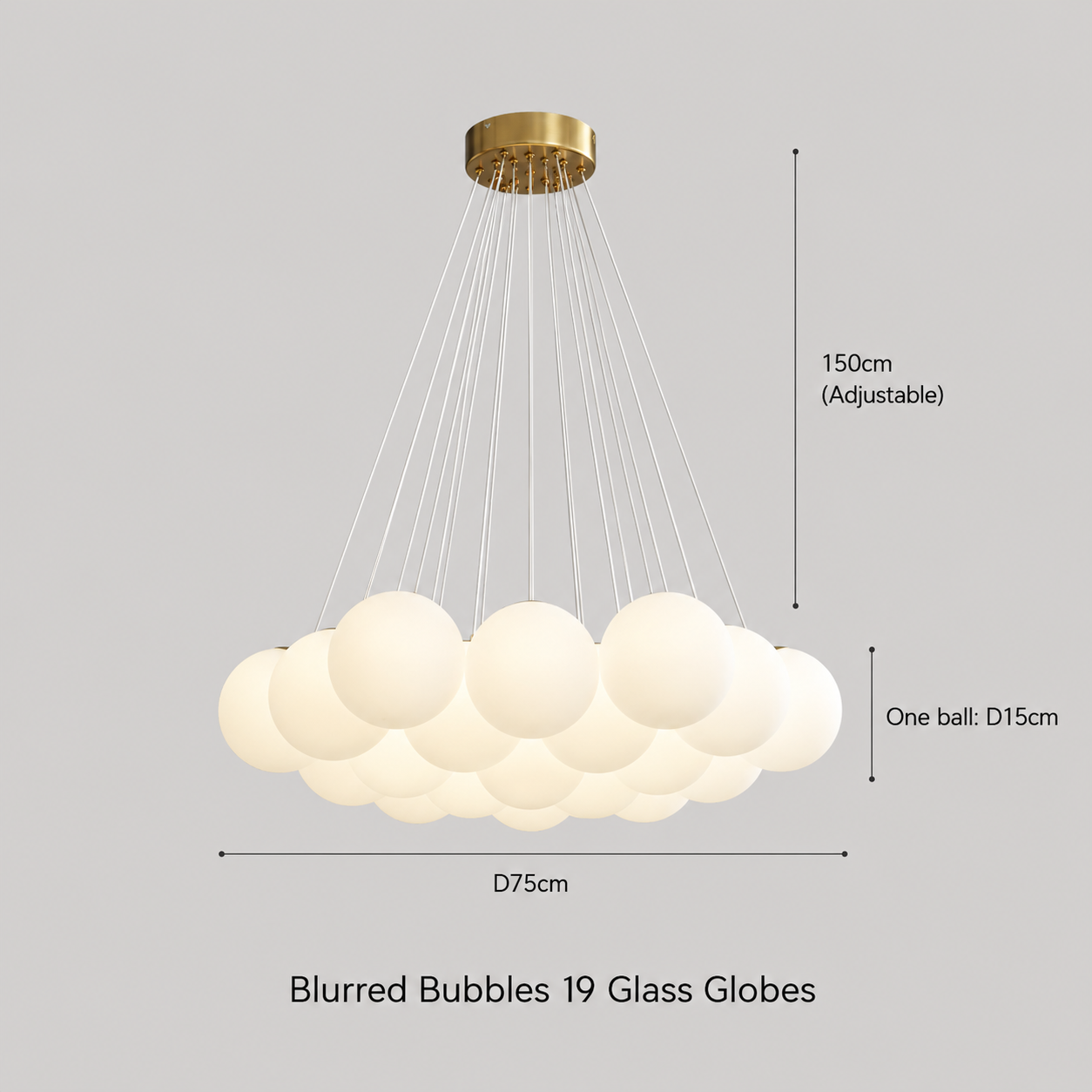 Bubble Cluster Chandelier, Frosted Glass Ceiling Light for Living & Dining Room