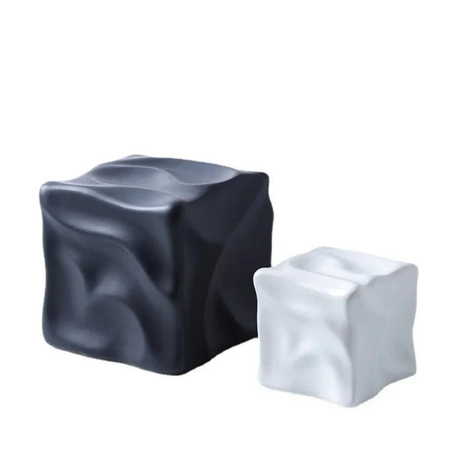 Metallic Coloured Cube Ornament in Modern Ceramic Design