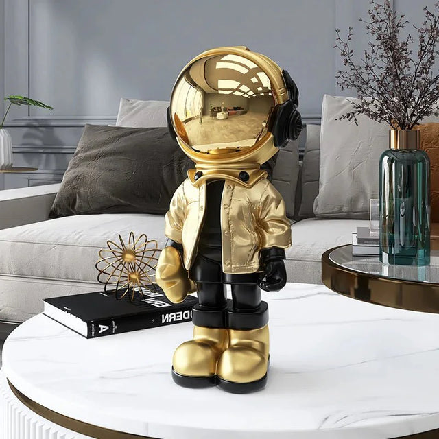 Modern Contemporary Astronaut Statue Gold Plated Resin Decor