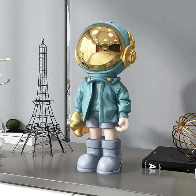 Modern Contemporary Astronaut Statue Gold Plated Resin Decor