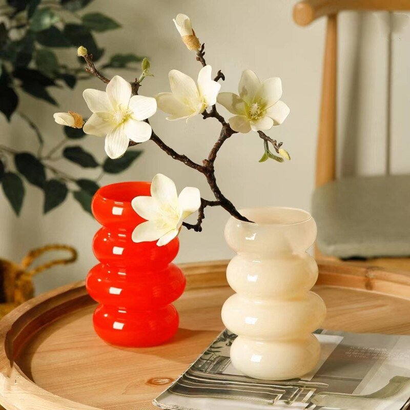 Modern Glass Flower Vase for Dried Arrangements and Hydroponics