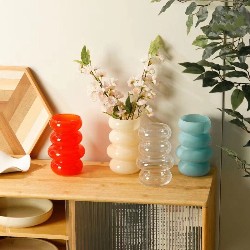 Modern Glass Flower Vase for Dried Arrangements and Hydroponics