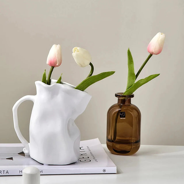 Modern Minimalist Irregular Ceramic Vase for Home Decor