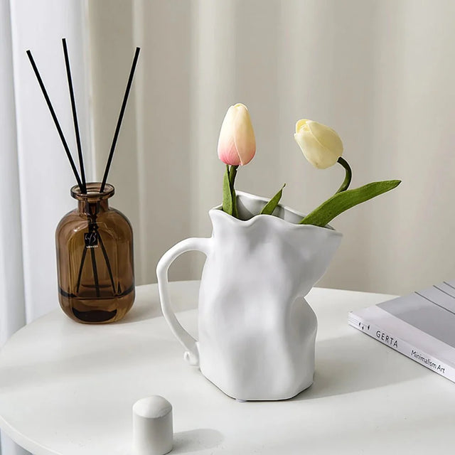Modern Minimalist Irregular Ceramic Vase for Home Decor