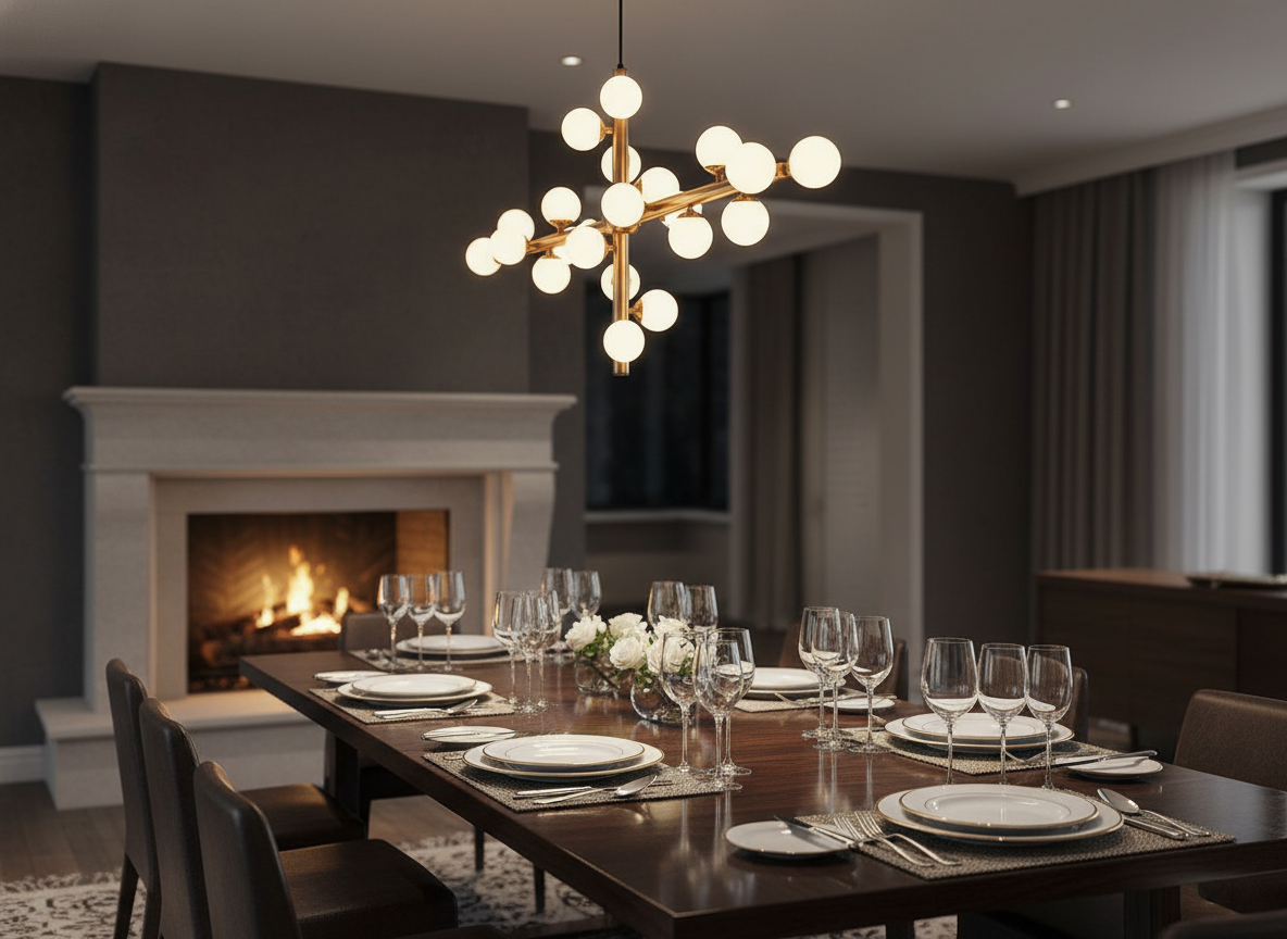 Molekyl Chandelier – Modern LED Pendant Light with Polished Copper Finish