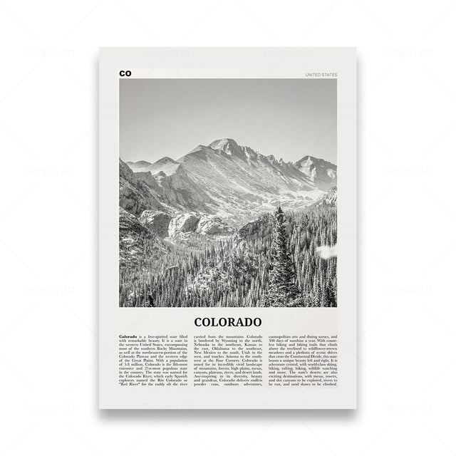 Monochrome Landscape Travel Poster - Modern Art Print Unframed