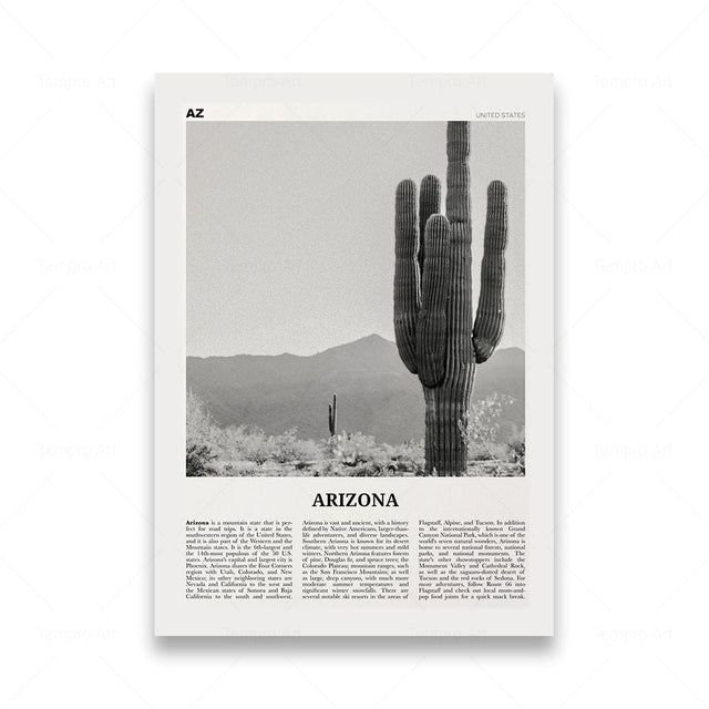 Monochrome Landscape Travel Poster - Modern Art Print Unframed