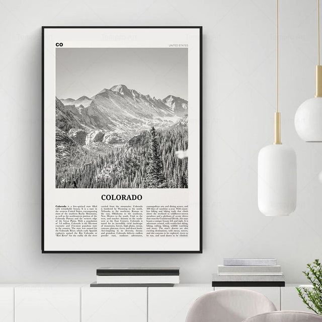 Monochrome Landscape Travel Poster - Modern Art Print Unframed