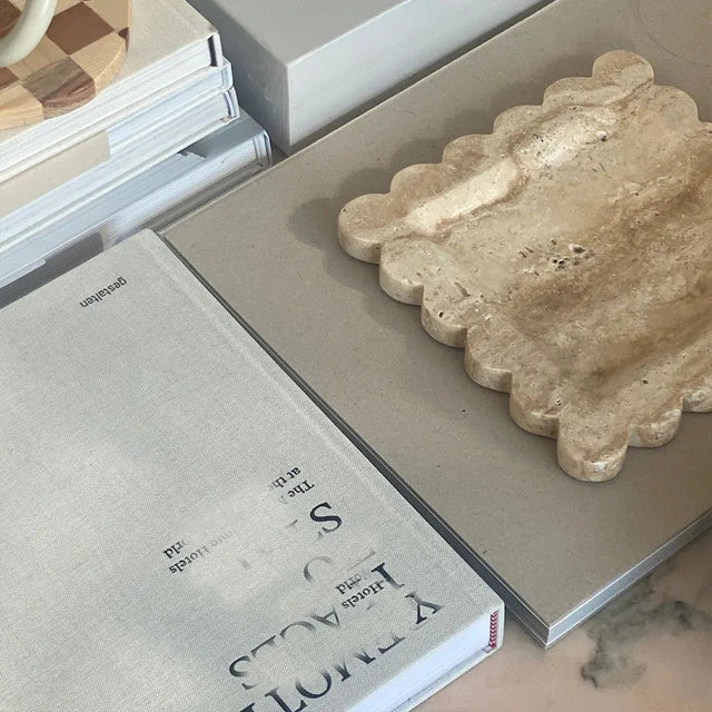 Natural Marble Decorative Display Plate - Square 20cm Aesthetic