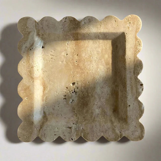 Natural Marble Decorative Display Plate - Square 20cm Aesthetic