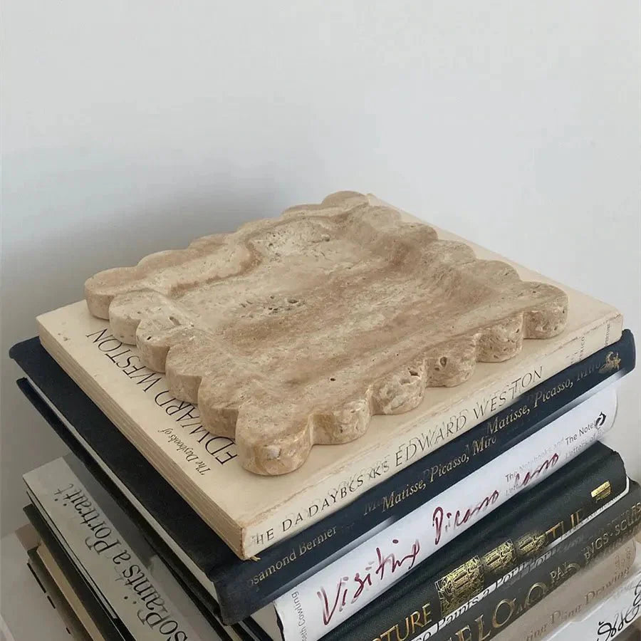 Natural Marble Decorative Display Plate - Square 20cm Aesthetic