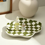 Nordic Ceramic Chequerboard Storage Tray in Modern Design