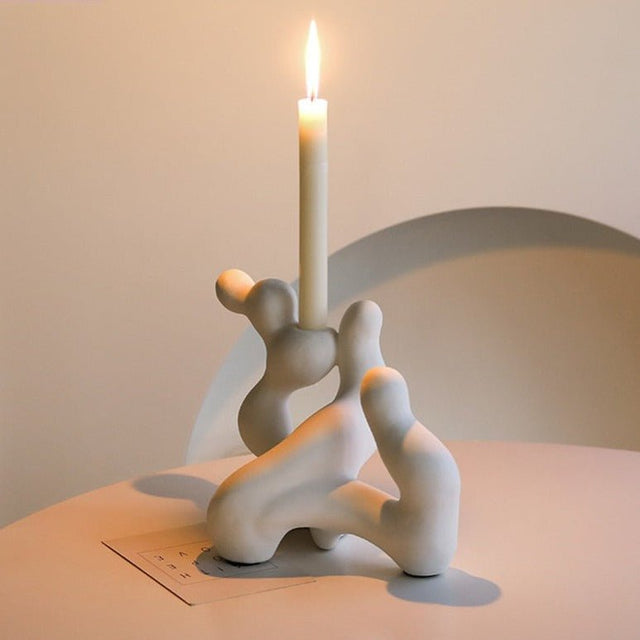 Nordic Ceramic Irregular Candlestick Holder - Modern Style