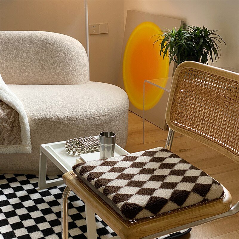 Nordic Chequerboard Diamond Polar Fleece Cushions 40cm