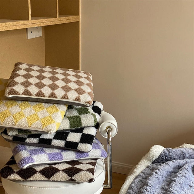 Nordic Chequerboard Diamond Polar Fleece Cushions 40cm