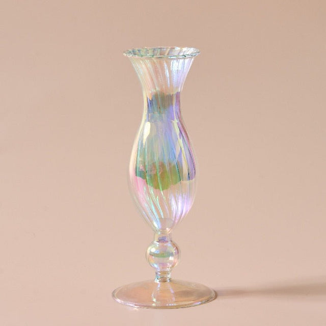 Nordic Iridescent Candle Holders in Sturdy Glass Style