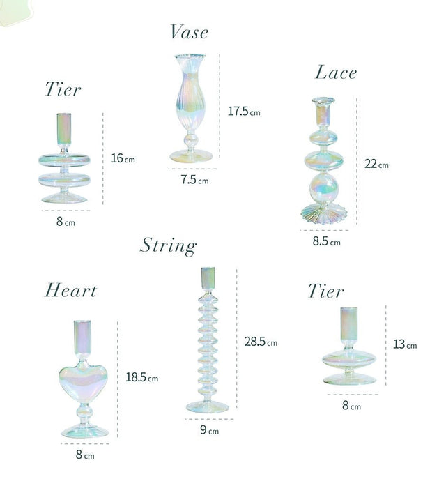 Nordic Iridescent Candle Holders in Sturdy Glass Style