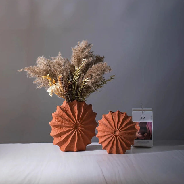 Nordic Minimal Red Ceramic Vase for Elegant Home Decor