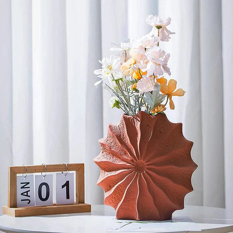 Nordic Minimal Red Ceramic Vase for Elegant Home Decor