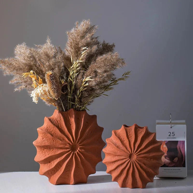 Nordic Minimal Red Ceramic Vase for Elegant Home Decor