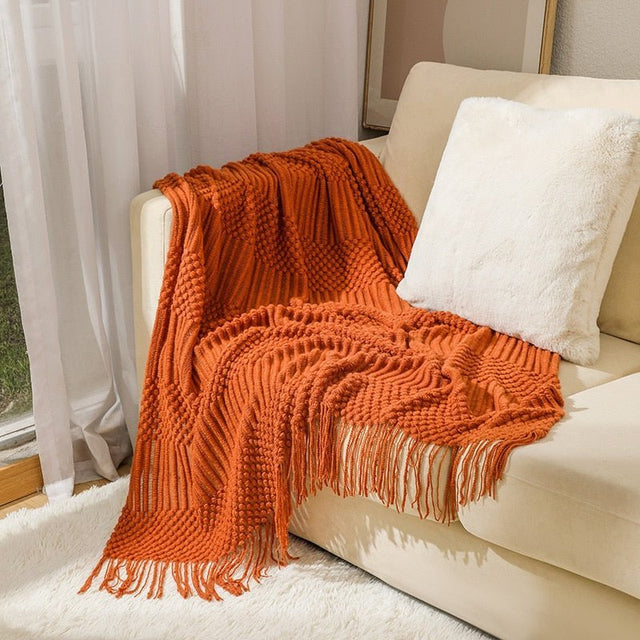 Nordic Solid Sofa Knitted Blanket for Cozy Comfort
