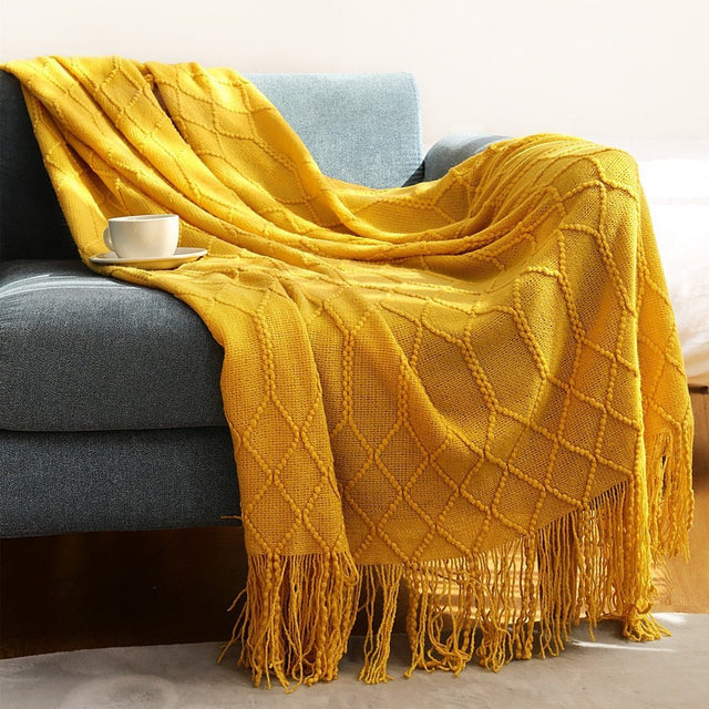 Nordic Solid Sofa Knitted Blanket for Cozy Comfort