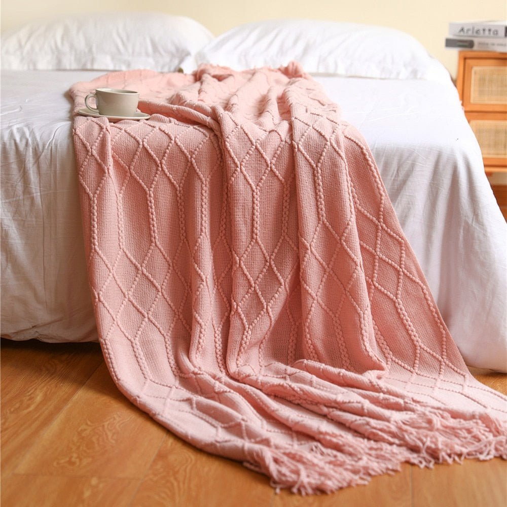 Nordic Solid Sofa Knitted Blanket for Cozy Comfort