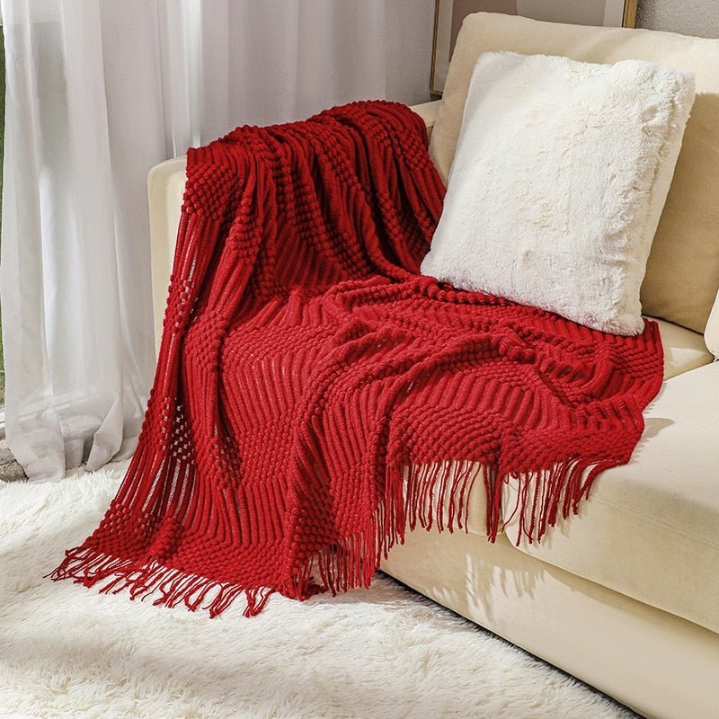 Nordic Solid Sofa Knitted Blanket for Cozy Comfort