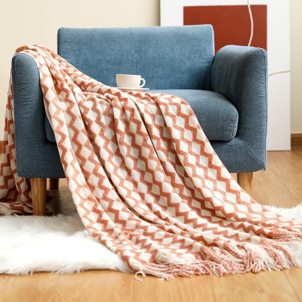 Nordic Solid Sofa Knitted Blanket for Cozy Comfort