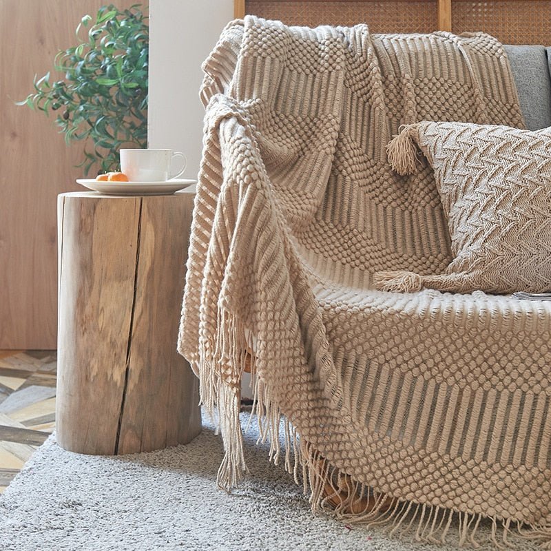 Nordic Solid Sofa Knitted Blanket for Cozy Comfort