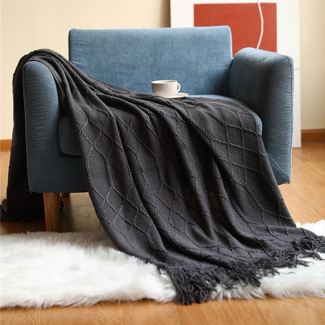Nordic Solid Sofa Knitted Blanket for Cozy Comfort