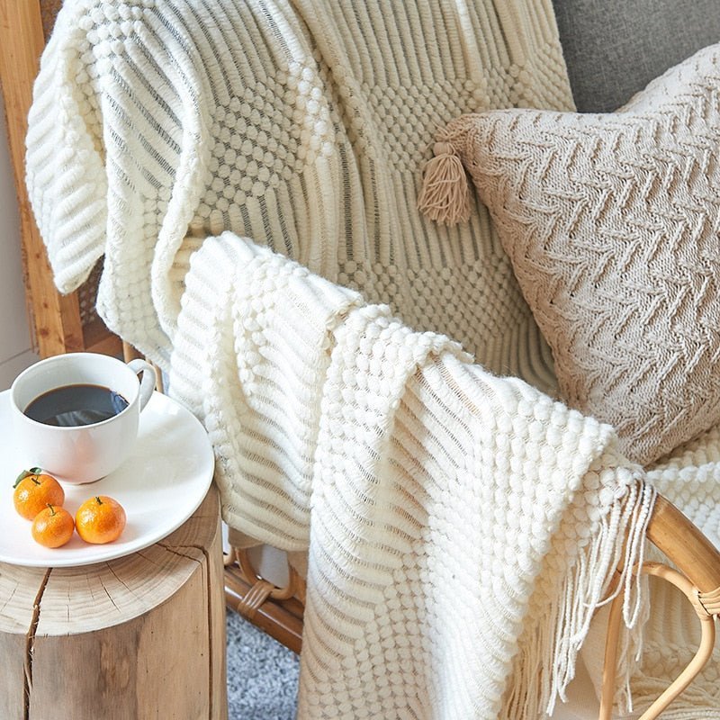 Nordic Solid Sofa Knitted Blanket for Cozy Comfort