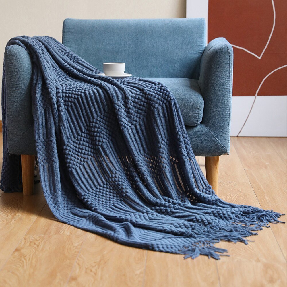 Nordic Solid Sofa Knitted Blanket for Cozy Comfort