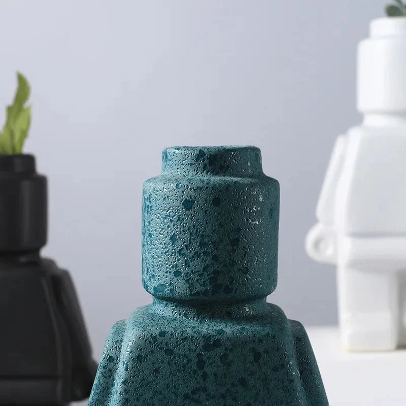 Nordic Style Minimal Ceramic Robot Vase for Modern Decor