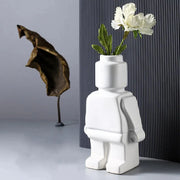 Nordic Style Minimal Ceramic Robot Vase for Modern Decor