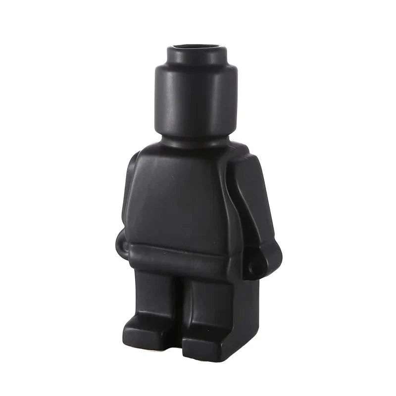 Nordic Style Minimal Ceramic Robot Vase for Modern Decor