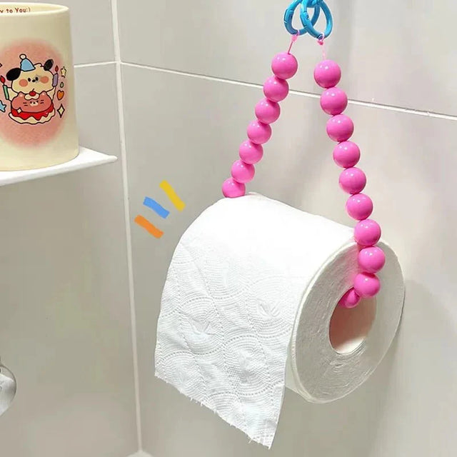 Novelty Beaded Hanging Toilet Roll Holder - Modern Plastic Design