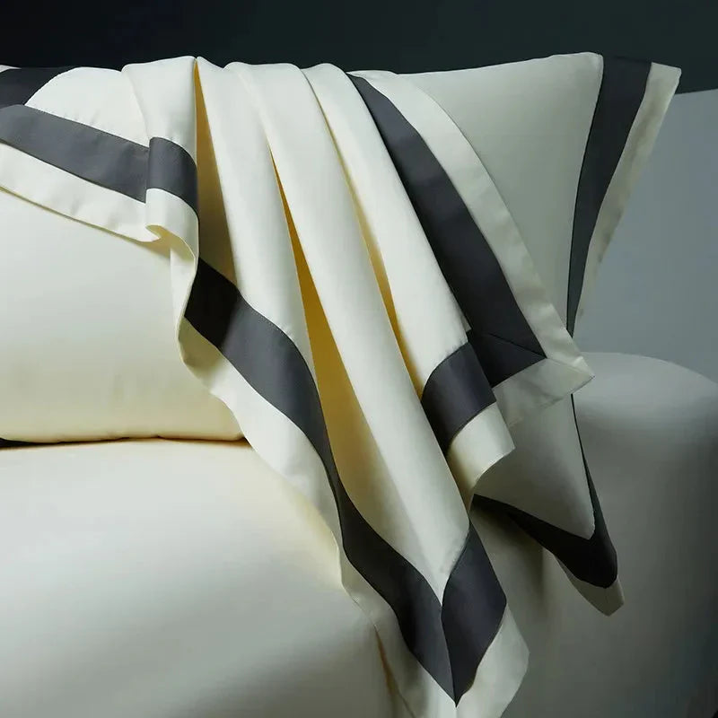 One-Line Duvet Cover Set – 1200 TC Egyptian Cotton with Elegant Border Detail