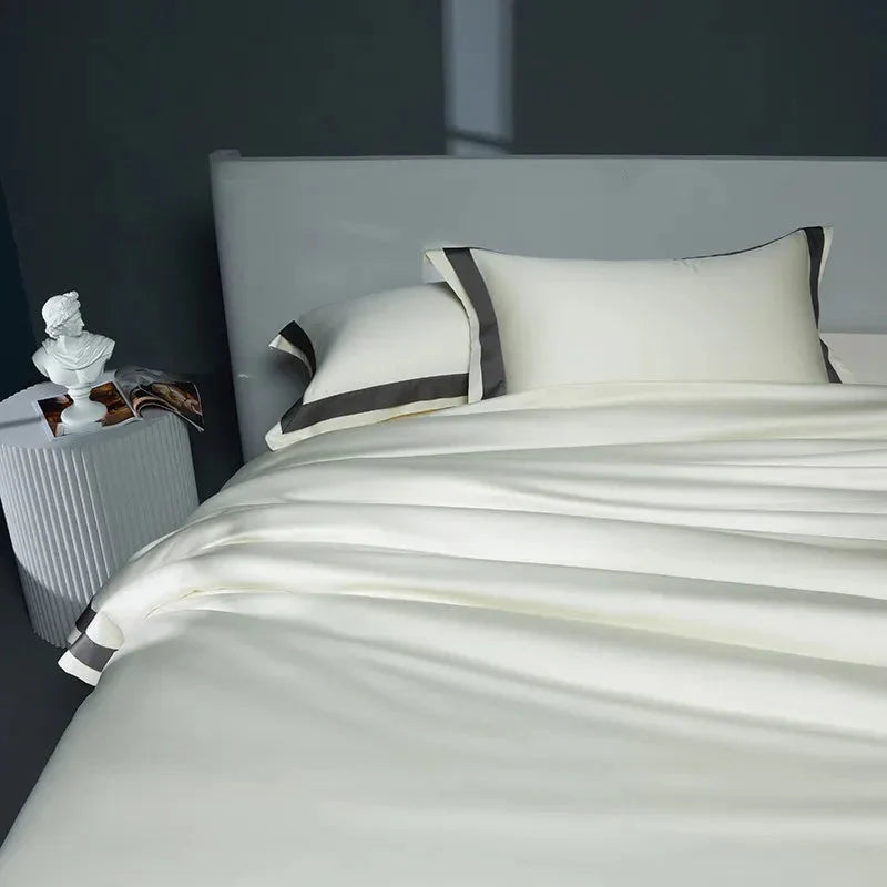 One-Line Duvet Cover Set – 1200 TC Egyptian Cotton with Elegant Border Detail