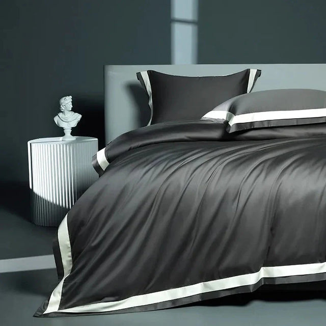 One-Line Duvet Cover Set – 1200 TC Egyptian Cotton with Elegant Border Detail