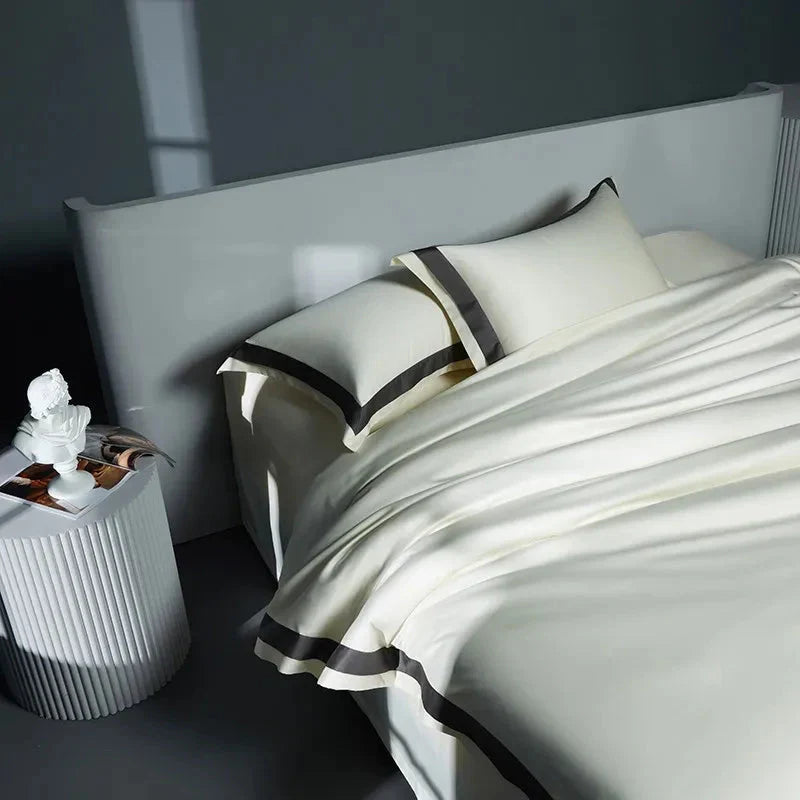 One-Line Duvet Cover Set – 1200 TC Egyptian Cotton with Elegant Border Detail