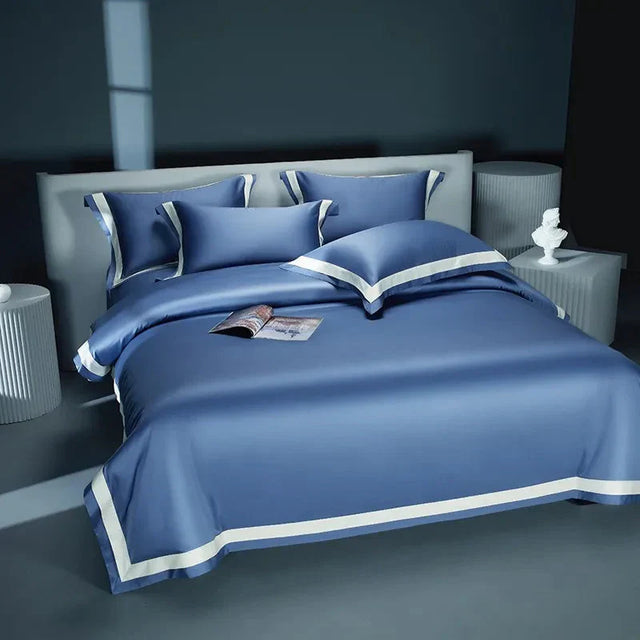 One-Line Duvet Cover Set – 1200 TC Egyptian Cotton with Elegant Border Detail