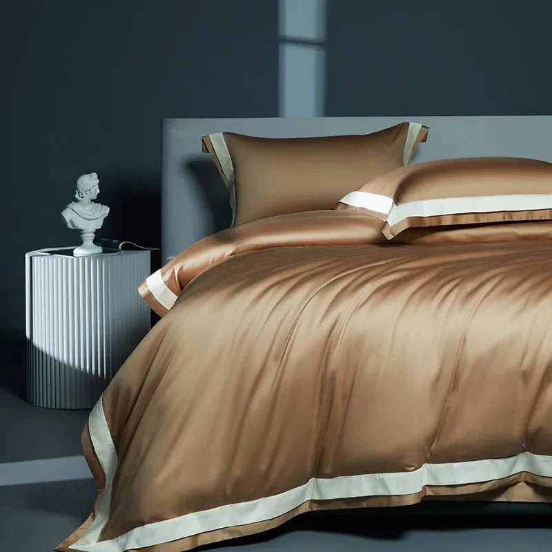 One-Line Duvet Cover Set – 1200 TC Egyptian Cotton with Elegant Border Detail