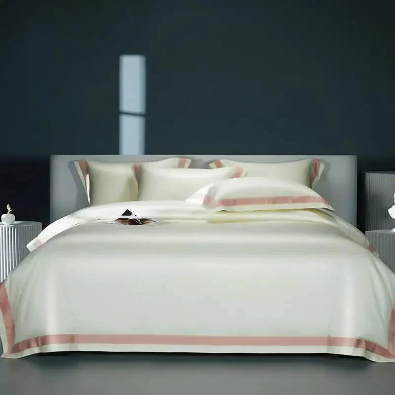 One-Line Duvet Cover Set – 1200 TC Egyptian Cotton with Elegant Border Detail