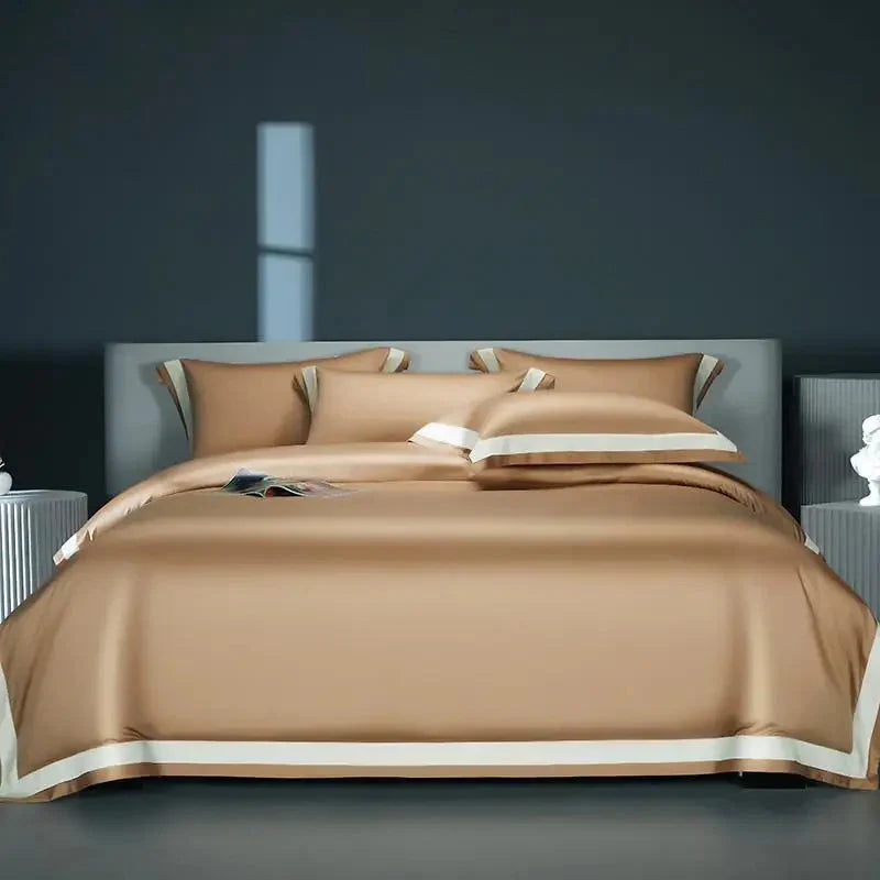 One-Line Duvet Cover Set – 1200 TC Egyptian Cotton with Elegant Border Detail