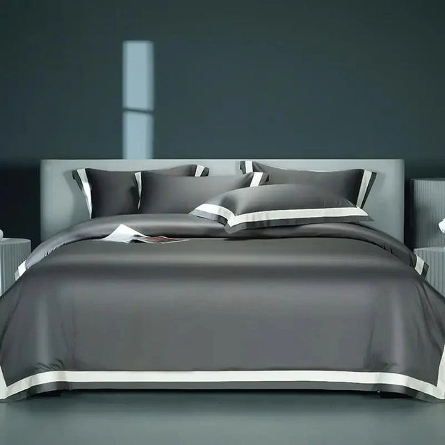 One-Line Duvet Cover Set – 1200 TC Egyptian Cotton with Elegant Border Detail
