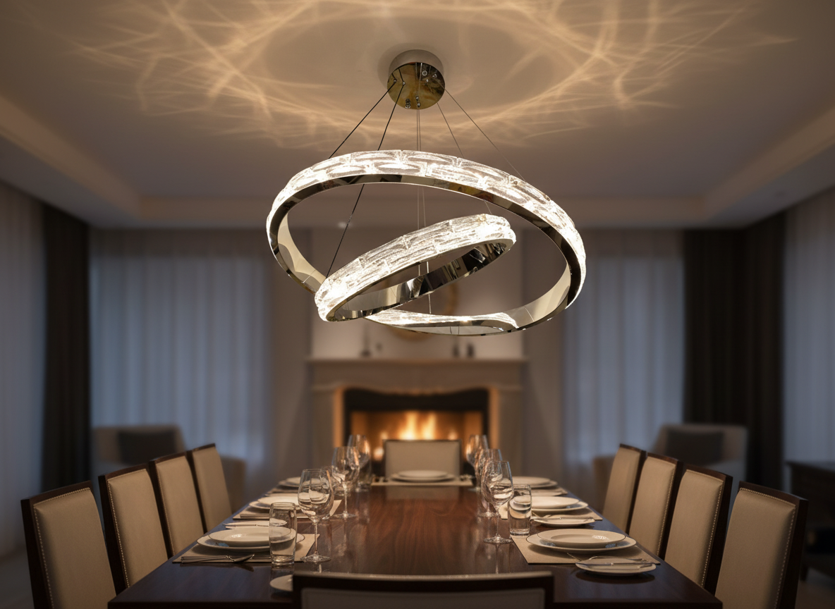 Oslo Chandelier – Modern Crystal LED Pendant Light with Stainless Steel Frame