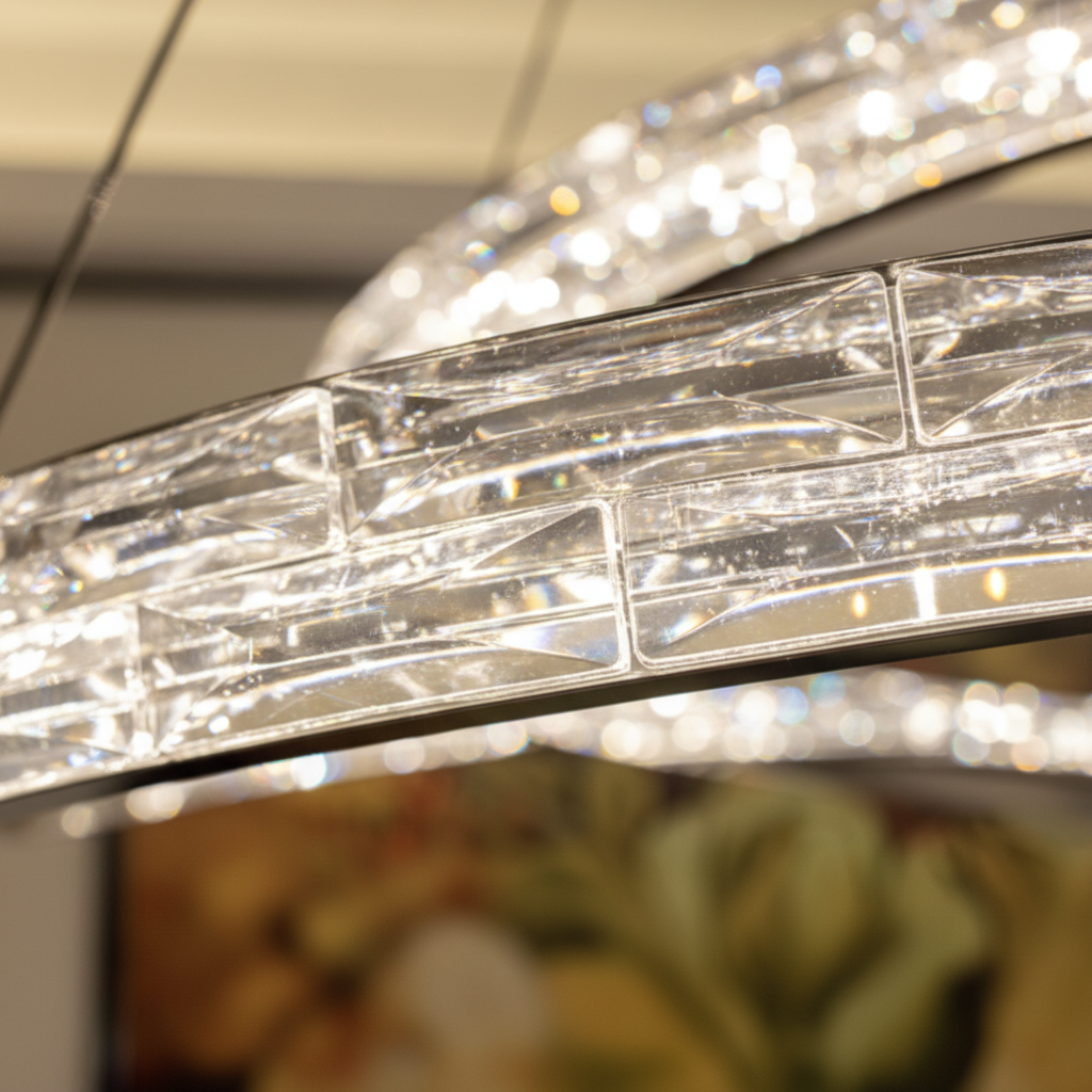 Oslo Chandelier – Modern Crystal LED Pendant Light with Stainless Steel Frame